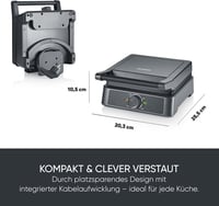 SEVERIN WA 2130 négyzet alakú gofrisütő kerámia bevonattal, 1600W, fekete-rozsdamentes acél 7