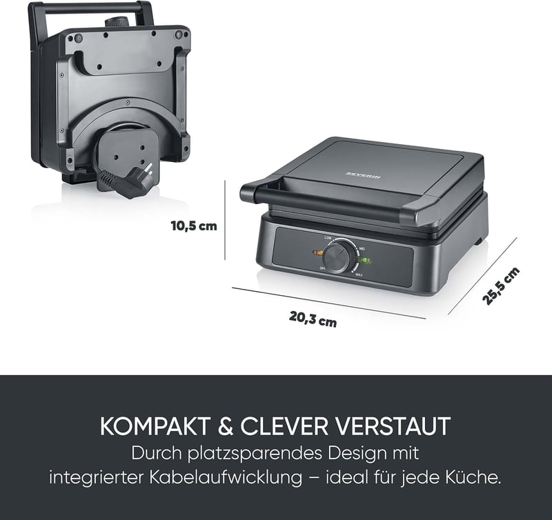 SEVERIN WA 2130 négyzet alakú gofrisütő kerámia bevonattal, 1600W, fekete-rozsdamentes acél