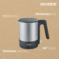 SEVERIN WK 3409 Kompakt Vízforraló 2200W Rozsdamentes Acél 1,7L Fekete 4