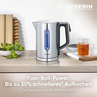 SEVERIN WK 3418 digitális vízforraló 1,7L rozsdamentes acél, 3000W gyors felmelegítés hőmérséklet szabályozás 3