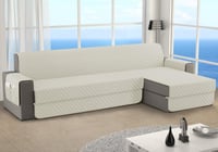 sevi's L alakú kanapévédő 250 cm vízálló fordítható macskák kutyák számára krém - Chaise Longue 3 Plazas (250cm), White Cream 2