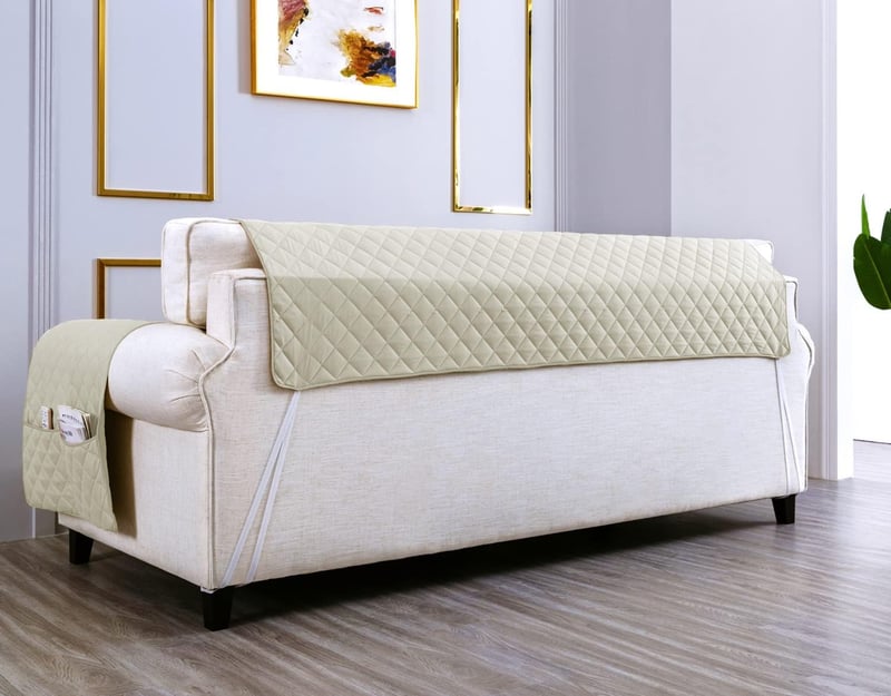 sevi's L alakú kanapévédő 250 cm vízálló fordítható macskák kutyák számára krém - Chaise Longue 3 Plazas (250cm), White Cream