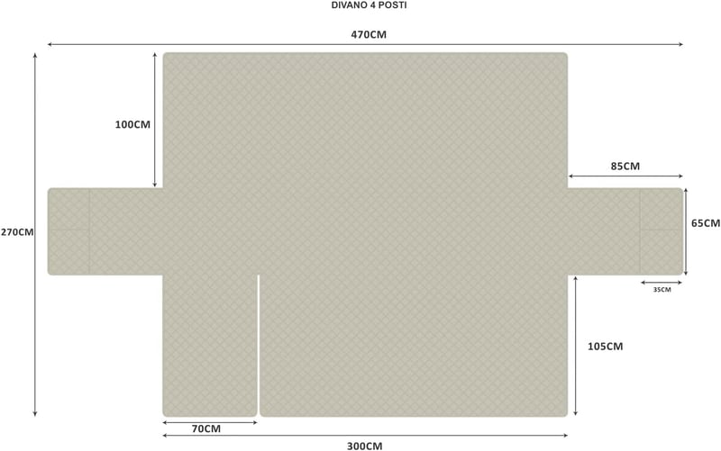 sevi's L alakú kanapévédő 250 cm vízálló fordítható macskák kutyák számára krém - Chaise Longue 3 Plazas (250cm), White Cream