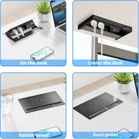 Sewingvr Alumínium Beépíthető Aljzat 3 Aljzat 2 USB-C PD 30W 2 USB-A 1.8m Fekete 5