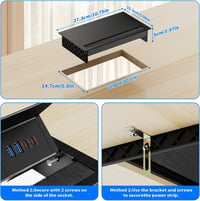 Sewingvr Alumínium Beépíthető Aljzat 3 Aljzat 2 USB-C PD 30W 2 USB-A 1.8m Fekete 7