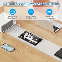 Sewingvr Alumínium Beépíthető Aljzat 3 Aljzat 2 USB-C PD 30W 2 USB-A 1.8m Fekete 3