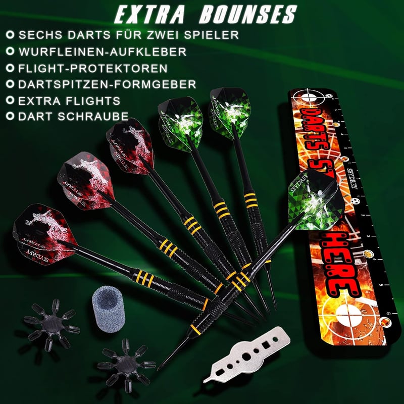 Seydrey bristle dart tábla forgó pontgyűrűvel acélhegyes darts készlet 6 dárttal és 12 szállal