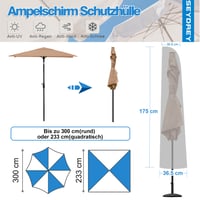 Husă de protecție Seydrey pentru umbrelă suspendată 2m-4m, prelată impermeabilă 420D cu tijă, pentru umbrele Ø200-400 cm, 175x36,5/30,5 cm 4