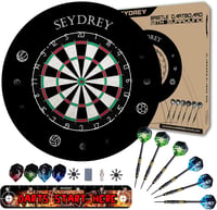 Seydrey szőrös darts tábla acél nyílakkal és forgó pontszámozó gyűrűvel 1