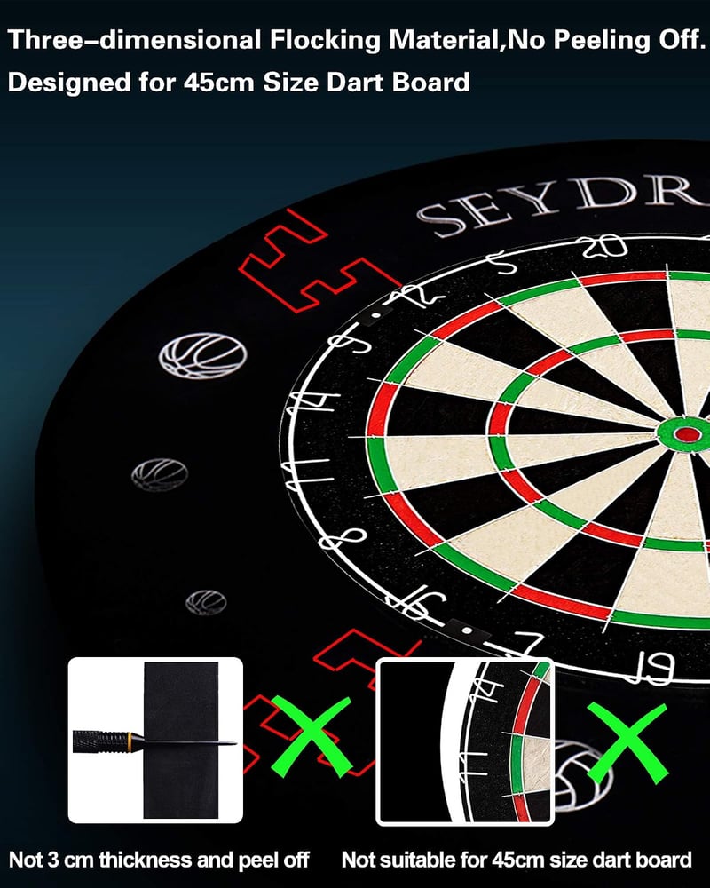 Seydrey szőrös darts tábla acél nyílakkal és forgó pontszámozó gyűrűvel