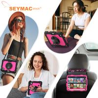 Obal SEYMAC stock pre iPad mini 7 (A17 Pro) 2024 / mini 6 2021 8,3 palca, s 360-stupňovým stojanom, remienkom na ruku, ramenným popruhom, ochrannou fóliou na displej, držiakom na pero, ružový 3