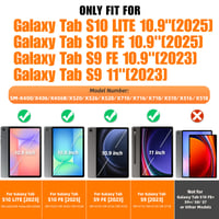 SEYMAC stock Nárazuvzdorné puzdro pre Samsung Galaxy Tab S10 Lite/S10 FE/S9 FE 10,9"/S9 11" – čierne, 360° otočný stojan, remienok na ruku, ramenný popruh, držiak na pero 2