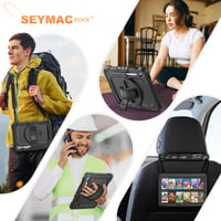 SEYMAC stock Nárazuvzdorné puzdro pre Samsung Galaxy Tab S10 Lite/S10 FE/S9 FE 10,9"/S9 11" – čierne, 360° otočný stojan, remienok na ruku, ramenný popruh, držiak na pero 3