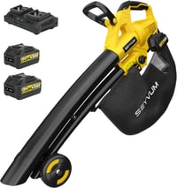 SEYVUM 40V akkumulátoros lombfúvó 3in1 szívó-fúvó-aprító, 2×4.0Ah + töltő, 45L gyűjtőzsák 1