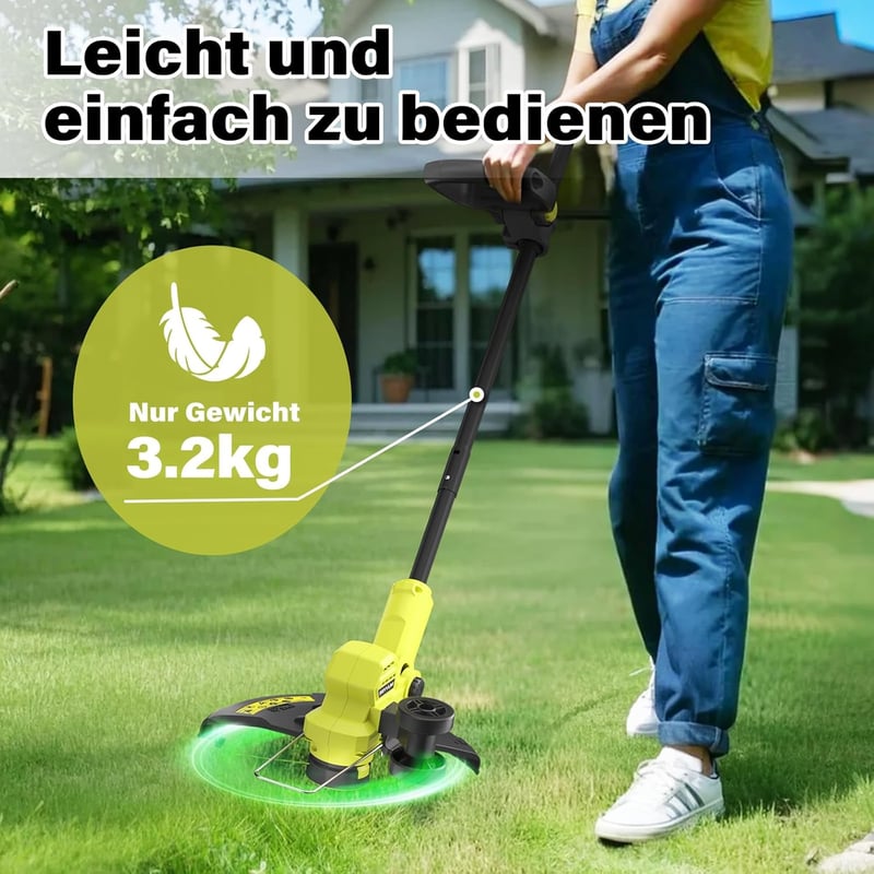 SEYVUM Akkumulátoros Fűnyíró 300mm Vágásszélességgel, 2x2.0Ah Akkuval és Töltővel