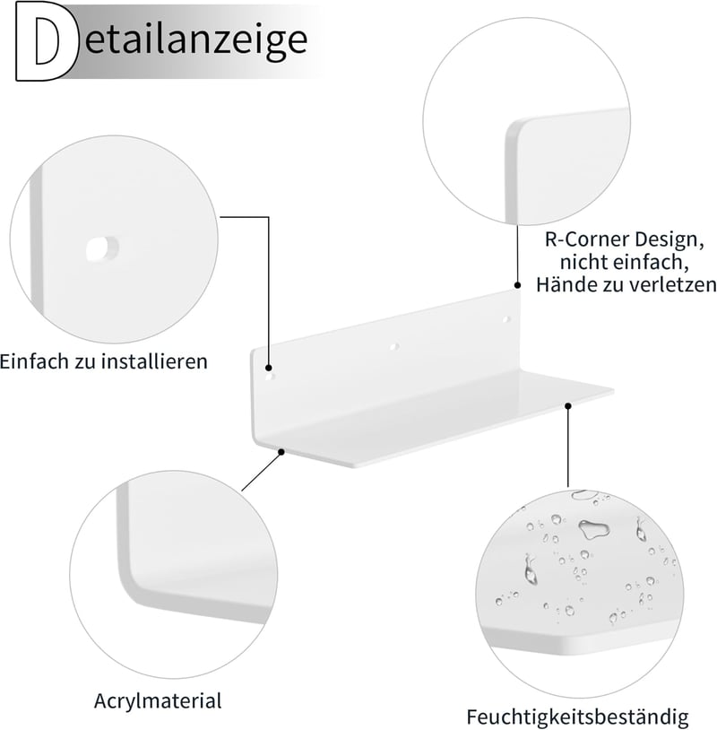 Sezanrpt 30 cm fehér fali polc szett 2 darab, dekoráció és tároláshoz - 30cm, White