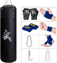 Sfeexun Boxzsák szett ütőzsák kesztyűvel, lánccal, mennyezeti horoggal 100/120 cm 1