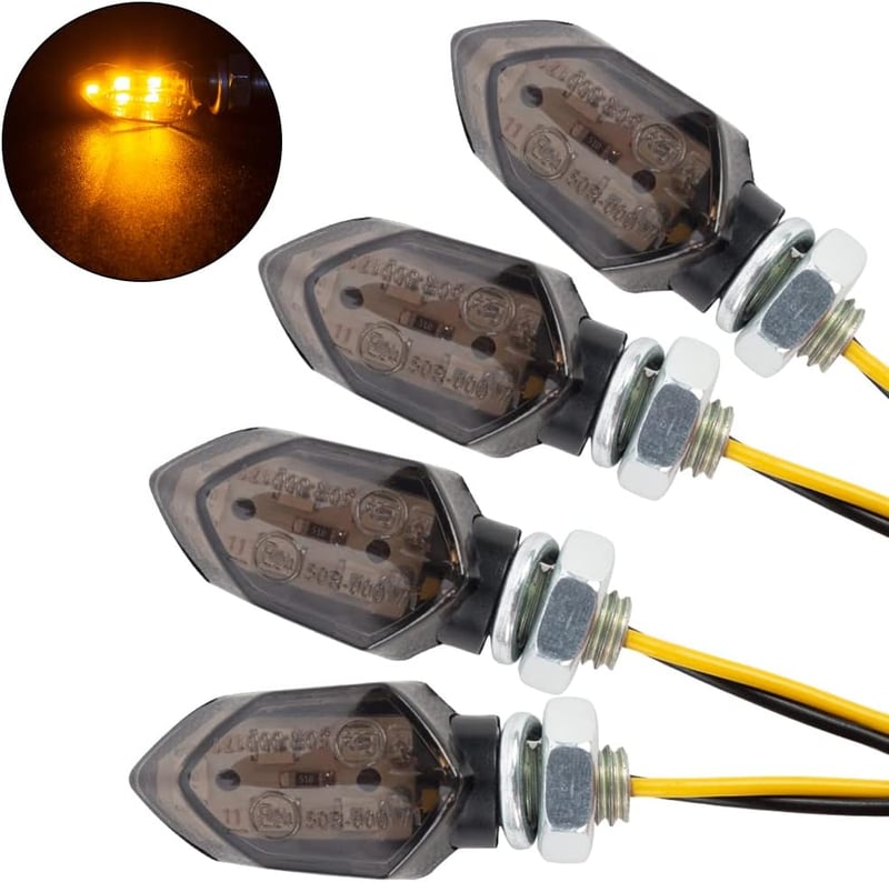 SFONIA Motoros LED Index Szett 4db Mini Irányjelző 12V Vízálló M8 E-Mark Jóváhagyott Univerzális Motorkerékpár Quad Scooter