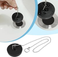 SG Store 2db 45mm Gumilezárók Fürdőkád Mosogató Lefolyóhoz Lánccal 40cm Fekete 3