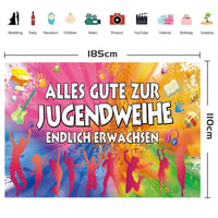 Sgehenr Ifjúsági Avatási Dekorációs Molinó 180x110 cm - "Végre Felnőtt" Háttér Banner Fiúknak és Lányoknak, Függő Dekoráció Ünnepségre 2