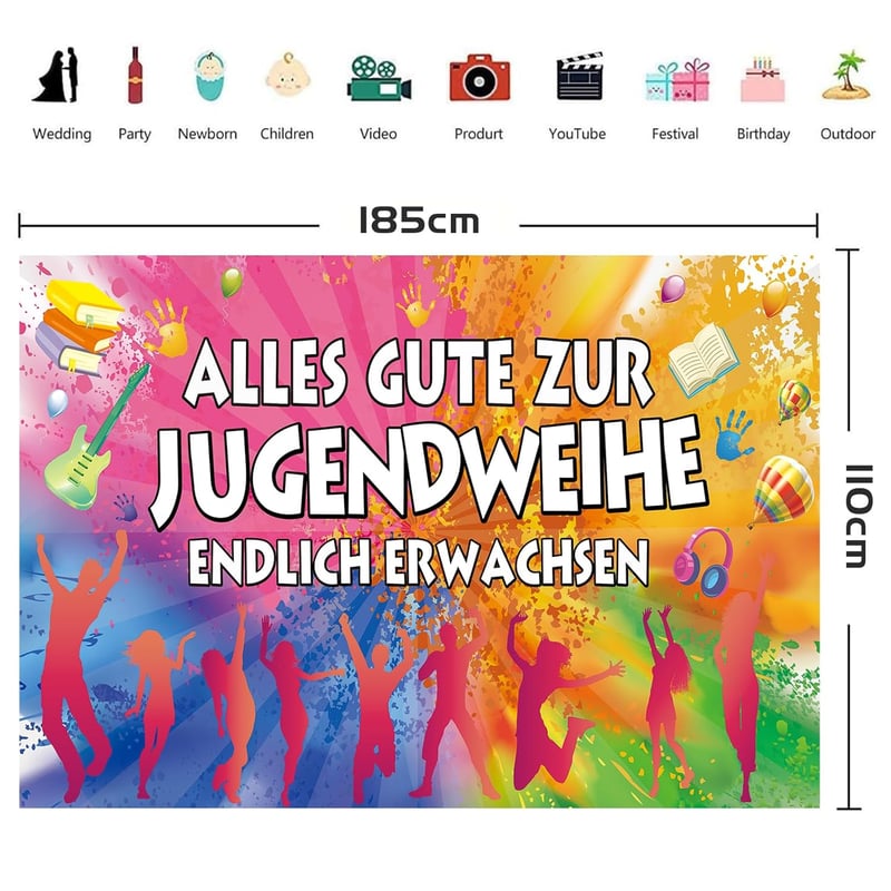 Sgehenr Ifjúsági Avatási Dekorációs Molinó 180x110 cm - "Végre Felnőtt" Háttér Banner Fiúknak és Lányoknak, Függő Dekoráció Ünnepségre