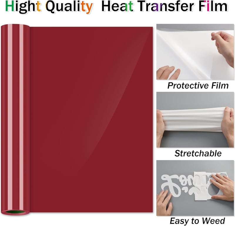 Sgooyir Piros Vasalható Vinyl Plotter Fólia Pólókhoz - Textil Hőtranszfer Fólia Ruhadekoráláshoz 30,5 x 183 cm