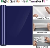 Sgooyir Sötétkék Textil Plotter Fólia - Hőtranszfer Vinyl Póló Dekoráláshoz - Ruhára Vasalható Flex Film DIY Projektekhez - 30,5 x 183 cm 2