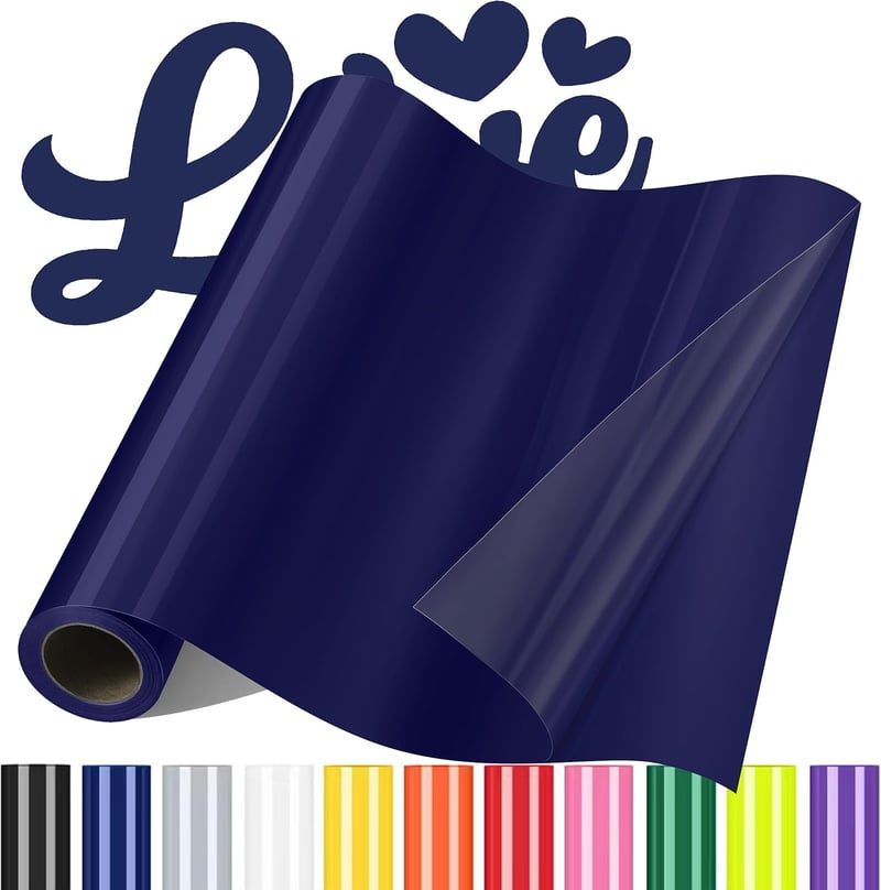 Sgooyir Sötétkék Textil Plotter Fólia - Hőtranszfer Vinyl Póló Dekoráláshoz - Ruhára Vasalható Flex Film DIY Projektekhez - 30,5 x 183 cm