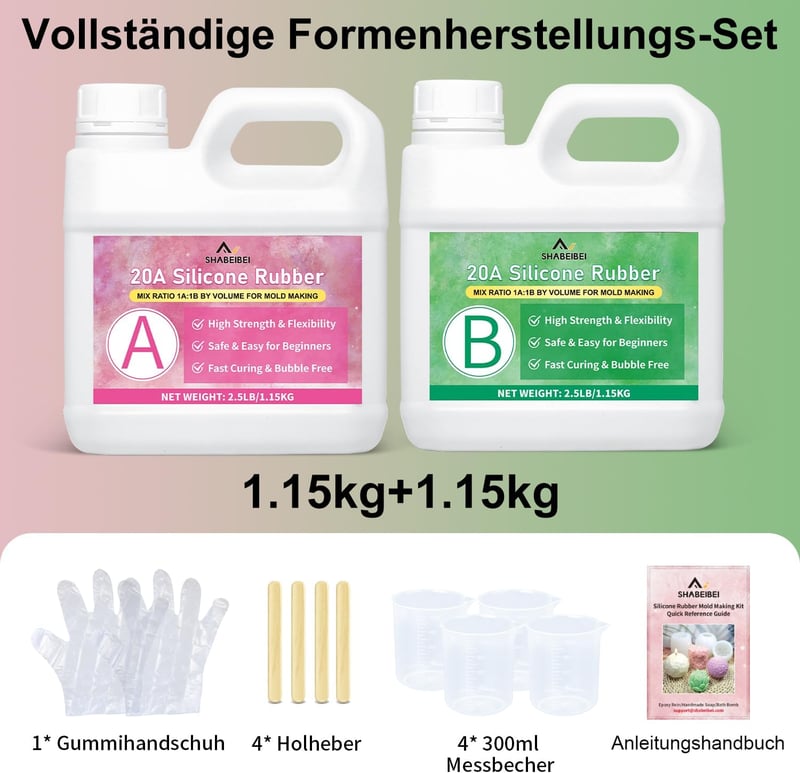 SHABEIBEI Folyékony Szilikon 2,5 kg 1:1 Keverési Arány Öntőforma Készítéshez
