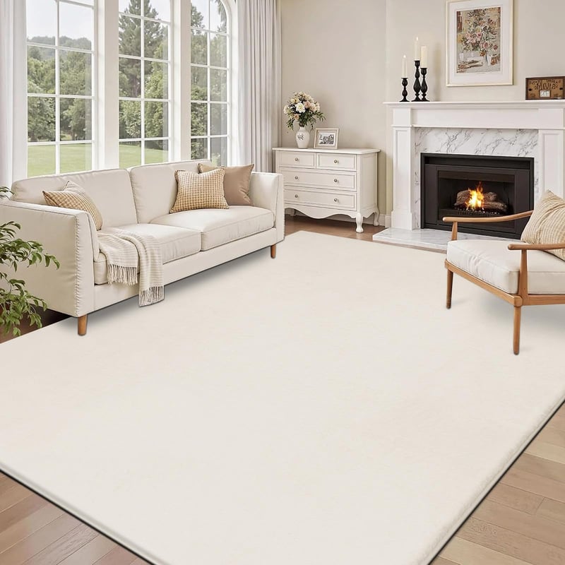 SHACOS krem tepih za dnevni boravak 160x230 cm, perivi tepih od umjetnog krzna, mekani čupavi tepih protiv klizanja, veliki tepih za spavaću sobu, moderan ukras za dom