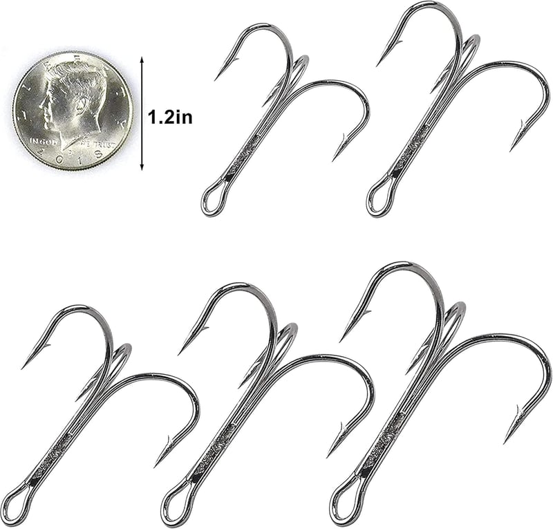 SHADDOCK Erős Hármas Horog Szett - 10db Rozsdamentes Acél Horgászkampó Tengeri és Édesvízi Horgászathoz, 4/0-as Méret