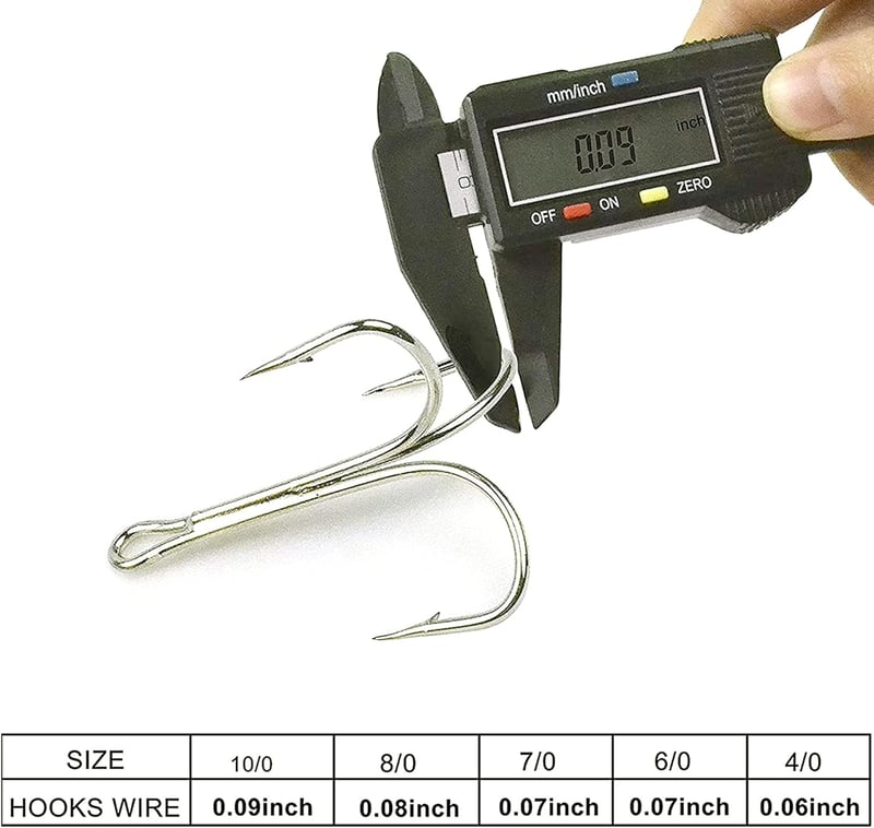 SHADDOCK Erős Horgásztripla Horog - 10 db Rozsdamentes Acél Tengeri Horgászhorog 4/0-as Méretben, Éles Tűheggyel, Sós- és Édesvízhez
