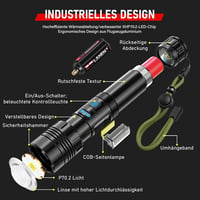 Shadowhawk LED Lámpa 500000 Lumen Taktikai Zseblámpa USB Töltős XHP70.2 IP67 Vízálló - Black 9