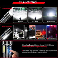 Shadowhawk LED Lámpa 500000 Lumen Taktikai Zseblámpa USB Töltős XHP70.2 IP67 Vízálló - Black 5