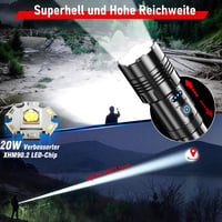 Shadowhawk LED Lámpa 500000 Lumen Taktikai Zseblámpa USB Töltős XHP70.2 IP67 Vízálló - Black 3