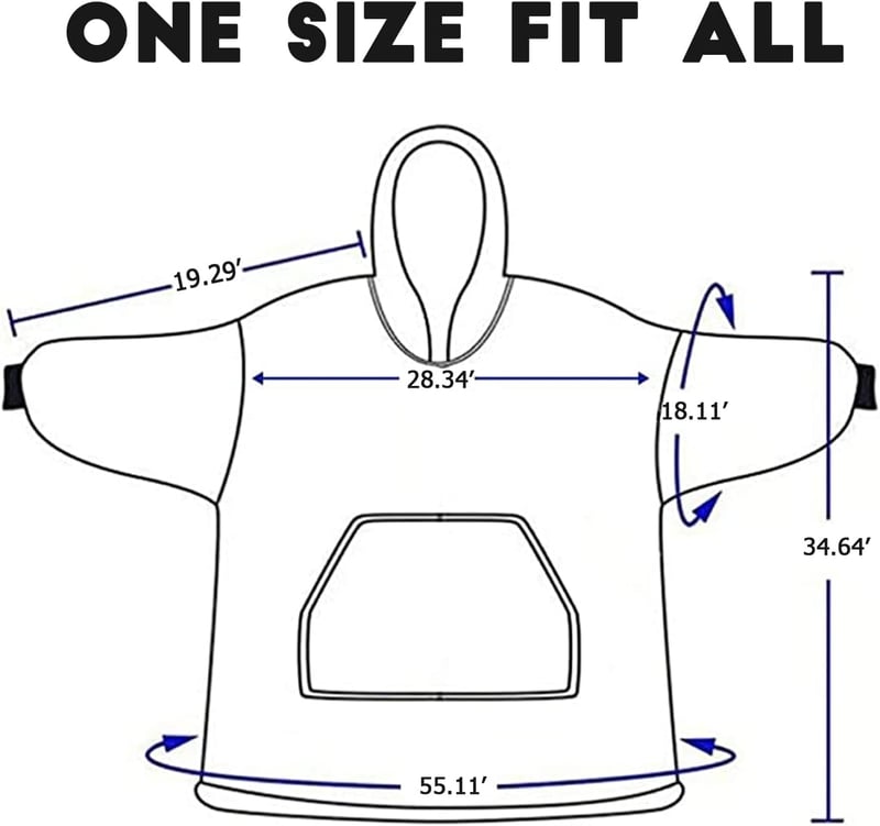 SHAINE Oversized Sherpa Kapucnis Takaró Pulóver - Extra Puha Melegítő Felsőrész Táskával, Unisex Viselet Felnőtteknek, Tengerészkék