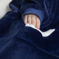 SHAINE Oversized Sherpa Kapucnis Takaró Pulóver - Extra Puha Melegítő Felsőrész Táskával, Unisex Viselet Felnőtteknek, Tengerészkék 5