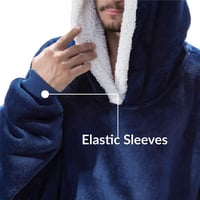SHAINE Oversized Sherpa Kapucnis Takaró Pulóver - Extra Puha Melegítő Felsőrész Táskával, Unisex Viselet Felnőtteknek, Tengerészkék 3