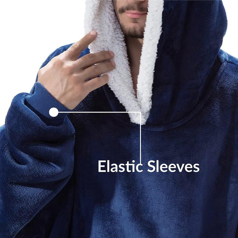 SHAINE Oversized Sherpa Kapucnis Takaró Pulóver - Extra Puha Melegítő Felsőrész Táskával, Unisex Viselet Felnőtteknek, Tengerészkék