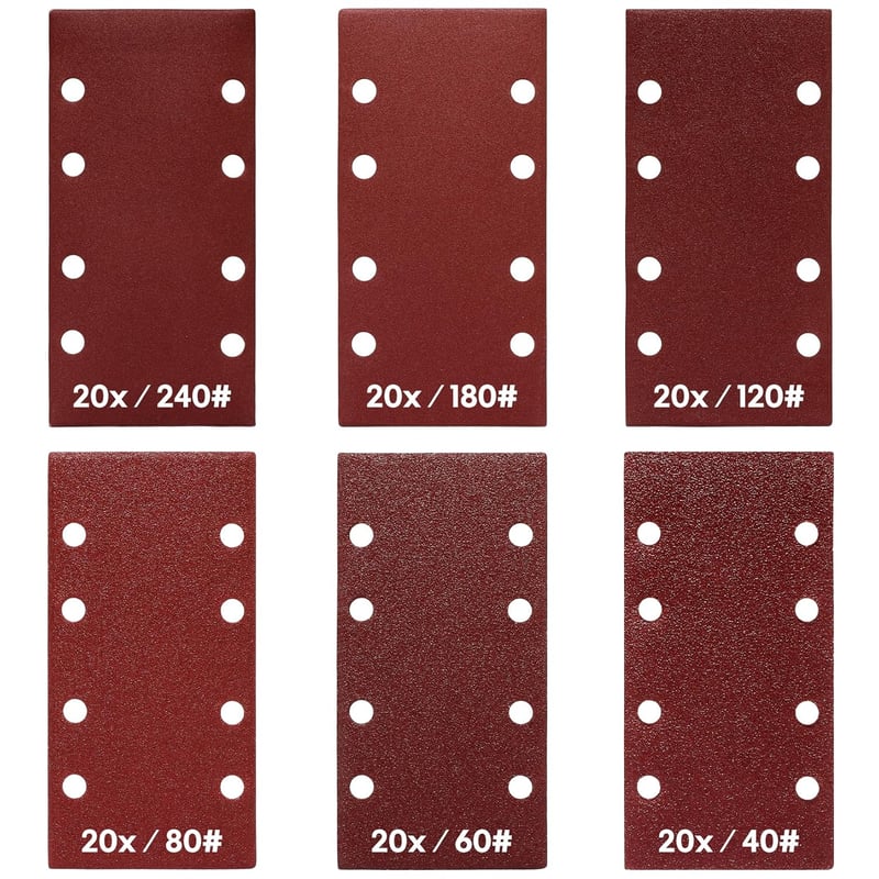 Shall 120 darabos csiszolópapír készlet 93x185mm 8 lyukkal vegyes szemcsemérettel