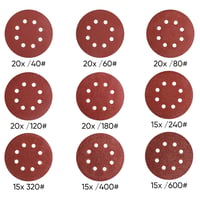 Set discuri abrazive SHALL, 125 mm, granulație mixtă, 8 găuri, 160 bucăți 3