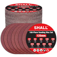 Set discuri abrazive SHALL, 125 mm, granulație mixtă, 8 găuri, 160 bucăți 1