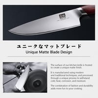 SHAN ZU OKINAWA 20cm Profi Séf Kés Japán Konyhai Kés Ergonomikus Pakka Fa Nyél 6
