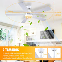 Shanggu 52" Mennyezeti Ventilátor Lámpával, Flush Mount, APP Távirányítóval 7
