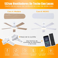 Shanggu 52" Mennyezeti Ventilátor Lámpával, Flush Mount, APP Távirányítóval 5