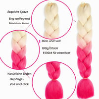 Shangxiu Kanekalon Jumbo pletené predlžovanie vlasov, syntetické ombre háčkované vrkoče, 3 ks, blond-ružová, 60 cm (24 palcov), 100 g/ks 3