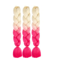 Shangxiu Kanekalon Jumbo pletené predlžovanie vlasov, syntetické ombre háčkované vrkoče, 3 ks, blond-ružová, 60 cm (24 palcov), 100 g/ks 4