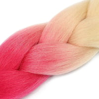 Shangxiu Kanekalon Jumbo pletené predlžovanie vlasov, syntetické ombre háčkované vrkoče, 3 ks, blond-ružová, 60 cm (24 palcov), 100 g/ks 9