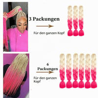 Shangxiu Kanekalon Jumbo pletené predlžovanie vlasov, syntetické ombre háčkované vrkoče, 3 ks, blond-ružová, 60 cm (24 palcov), 100 g/ks 5