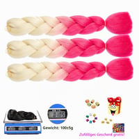 Shangxiu Kanekalon Jumbo pletené predlžovanie vlasov, syntetické ombre háčkované vrkoče, 3 ks, blond-ružová, 60 cm (24 palcov), 100 g/ks 8